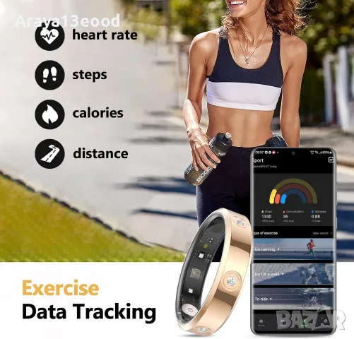 Елегантен смарт пръстен за активност, пулс, сън и спорт HR01SV10 Smart Ring, снимка 5 - Смарт гривни - 56191359