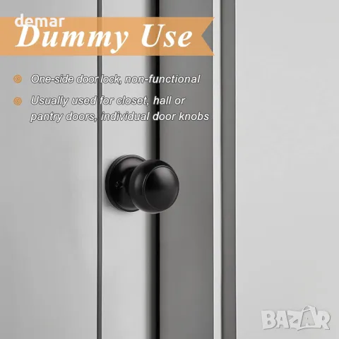 Probrico 6 броя черни вътрешни дръжки за врати, едностранни, без резе, снимка 4 - Други стоки за дома - 49506005