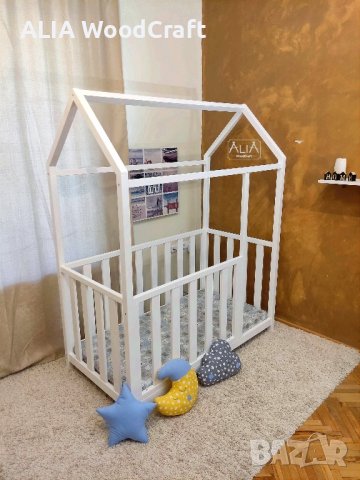 Детска кошара къщичка | модел: БОБИ | Легло от Масив по Монтесори, снимка 4 - Бебешки легла и матраци - 42143639