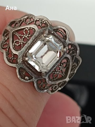 Сребърен пръстен с сапфир ЗЕ, снимка 2 - Пръстени - 44480404