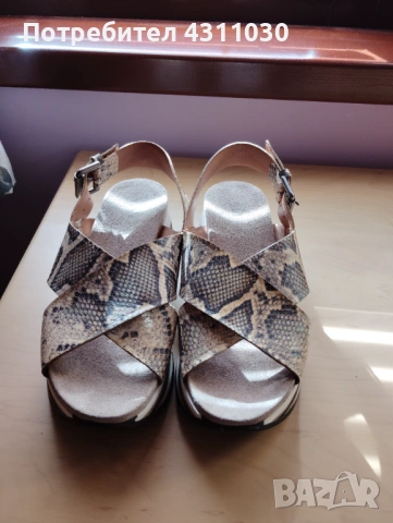Дамски сандали змийски принт естествена кожа 41 номер, снимка 2 - Сандали - 53807886