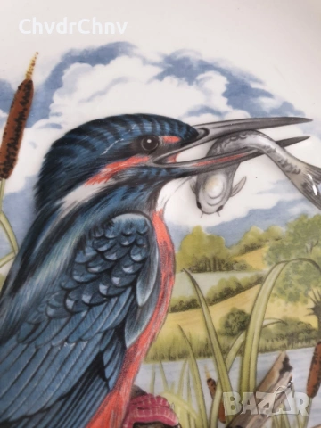 Royal Worcester Spode/Hammersley 23см/английска порцеланова чиния/релефна-птица, снимка 4 - Картини - 53950652