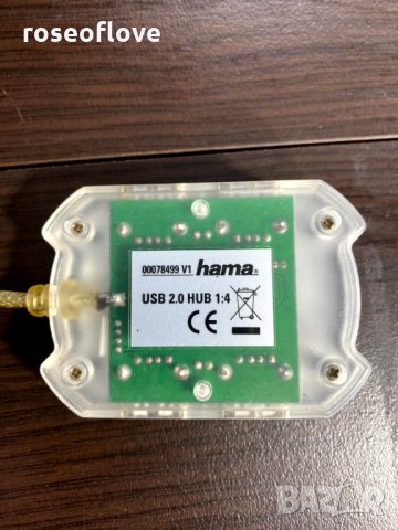 HAMA USB хъб/hub 2.0 1:4, снимка 3 - Кабели и адаптери - 29597876