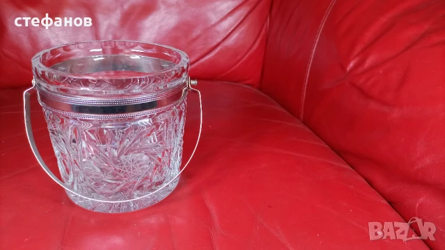 Кристална ледарка с дръжка, снимка 7 - Прибори за хранене, готвене и сервиране - 51356298