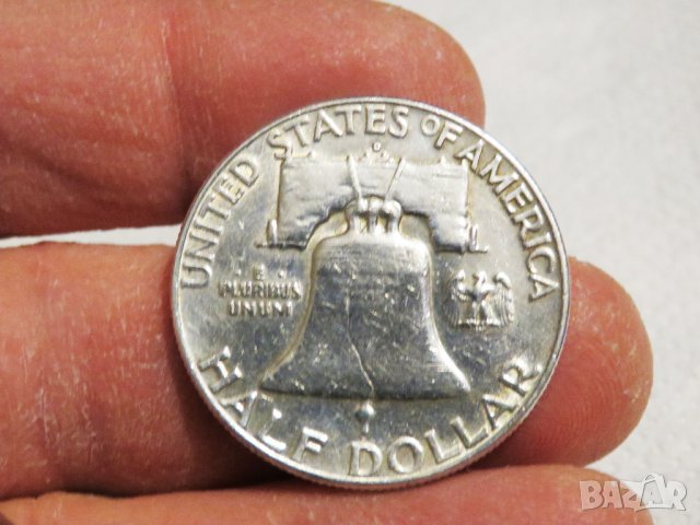 Рядък голям американски сребърен долар, халф долар, Franklin Half Dollar 1963  сребро, снимка 2 - Нумизматика и бонистика - 35657978