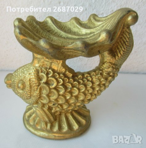 Златна рибка метал фигура пластика поставка, риба , снимка 1 - Статуетки - 31174930