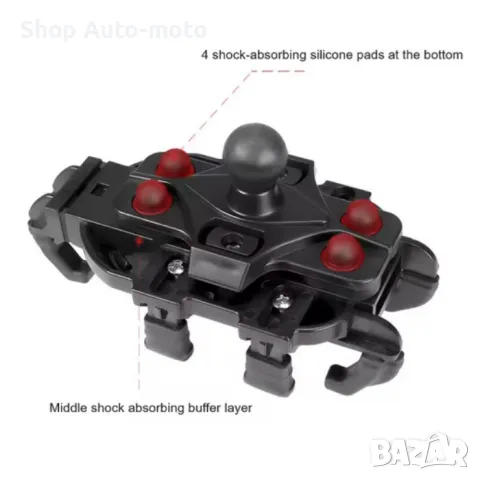 Поставка за телефон Automat, Мото и вело, От 4.7 до 7.1 inch, Черен, снимка 6 - Аксесоари и консумативи - 49785042