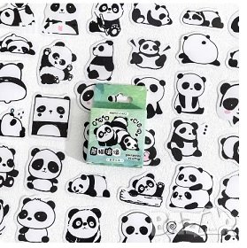 45 бр панда малки самозалепващи лепенки стикери за украса декор картонена торта