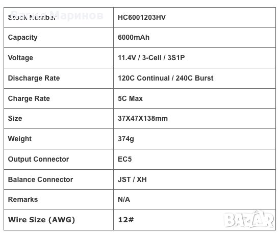 Продавам Li-Hv батерии CNHL 3s 11.4V 6.0Ah 120C нова Li-Hv технология  (6000mAh), снимка 4 - Друга електроника - 40331550