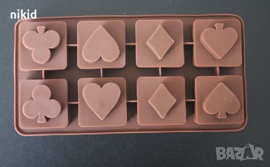 Покер знаци символи в квадрат силиконов молд форма калъп шоколад гипс , снимка 2 - Форми - 39760015