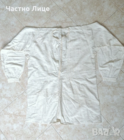 Автентична Старинна Мъжка Българска Бяла Кенарена Риза