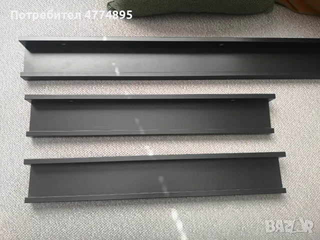3 нови черни стенни рафта – 100 см + 2 х 60 см, снимка 5 - Етажерки - 55872912