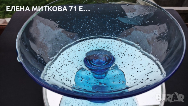 Една прекрасна фруктиера на столче от цветно стъкло с "мехурчеста" структура, снимка 6 - Аксесоари за кухня - 52643437