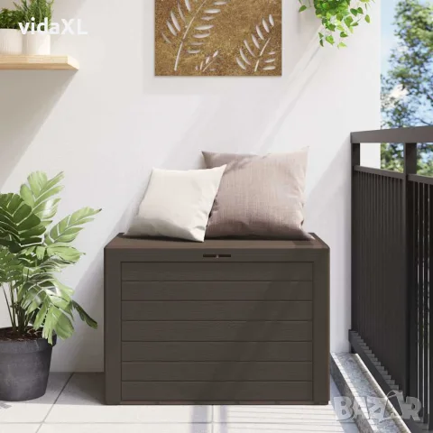 vidaXL Градински сандък за съхранение, кафяв, 78x44x55 см, снимка 2 - Ракли - 56147653