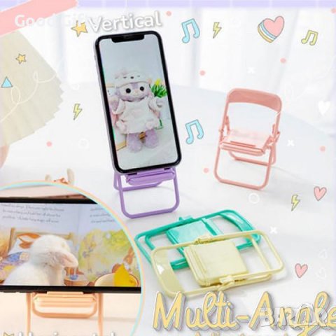 Цветен декоративен стол - регулируема стойка за телефон, 16.5см (ГОЛЯМ), снимка 6 - Друга електроника - 38119581