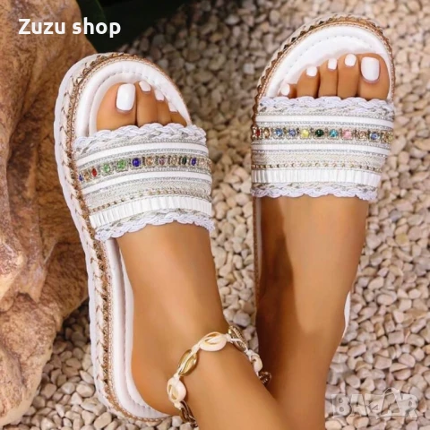 Дамски бели чехли, снимка 6 - Чехли - 50888245