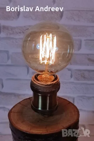 Дървена настолна лампа, снимка 3 - Настолни лампи - 50011049
