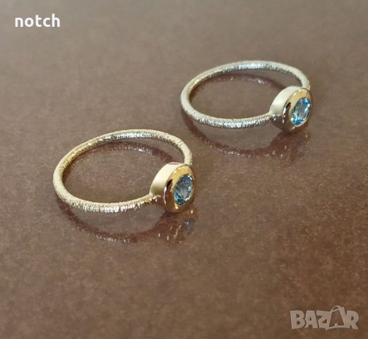 Златен пръстен с естествен топаз, снимка 4 - Пръстени - 34213463