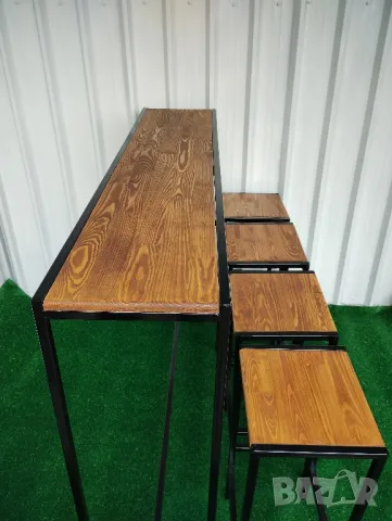 Бар столове и бар маса от дърво и метал за заведения и дома масив ръчна изработка , снимка 5 - Столове - 48221328