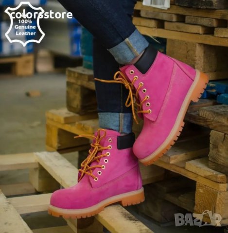 Дамски равни боти - розов ЕСТЕСТВЕН набук - T03 , снимка 3 - Дамски боти - 37463594