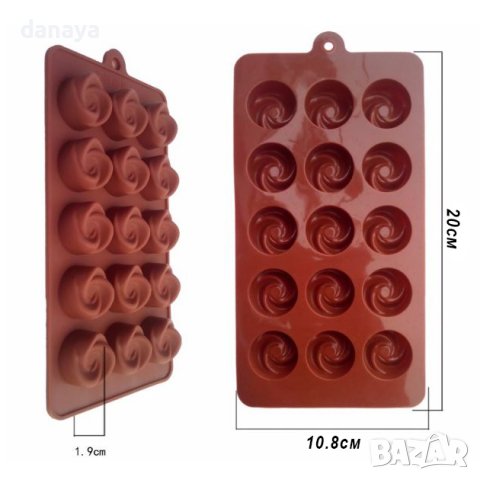 929 Силиконова форма за шоколадови бонбони Розички, снимка 5 - Форми - 42106584