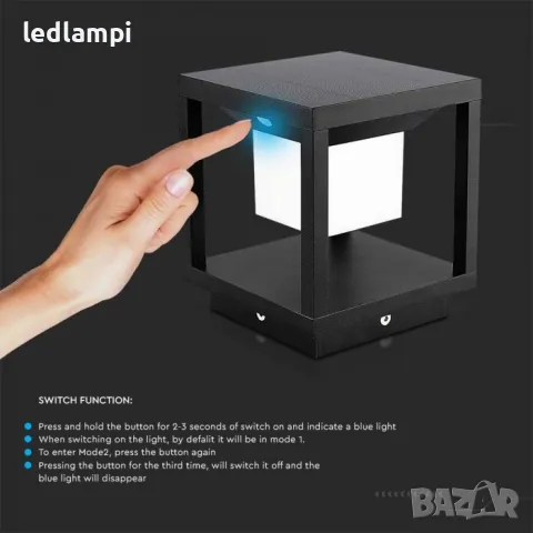 Соларна LED Градинска Лампа 2W SAMSUNG Чип Черна - ПРОМОЦИЯ, снимка 3 - Соларни лампи - 48143250