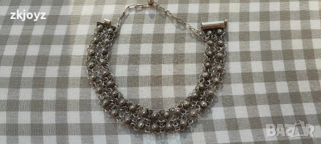 РЪЧНО ИЗРАБОТЕНА СРЕБЪРНА ГРИВНА ФИЛИГРАН 17.18 ГРАМА/ ПРОБА 925 , снимка 3 - Гривни - 47621460