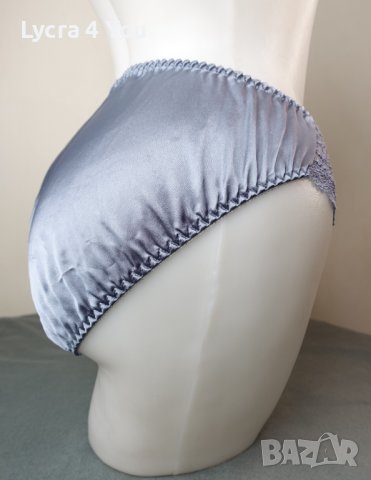 S/M сиви сатенени бикини с дантела отпред, снимка 4 - Бельо - 44447063