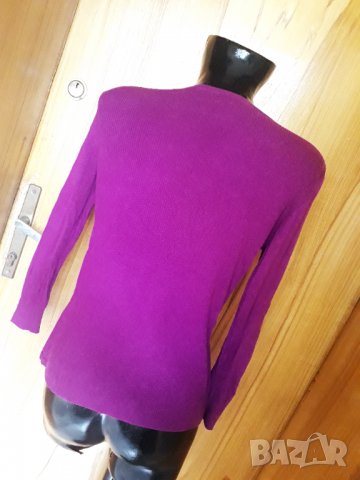 Нова Винено лилава блуза тип жилетка плетиво с къдри С/М, снимка 2 - Блузи с дълъг ръкав и пуловери - 34079102