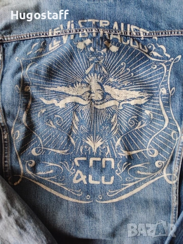 Мъжко оригинално Levi's дънково яке винтидж колекционерско изтъркано деним памук ХЛ, снимка 10 - Якета - 53248140