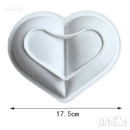 3D Разполовено Сърце с силиконов молд форма за кекс десерт сладкиш, снимка 3 - Форми - 37441856