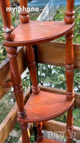 Дървена ъглова етажерка 5 нива 174 см., снимка 4 - Етажерки - 51110189