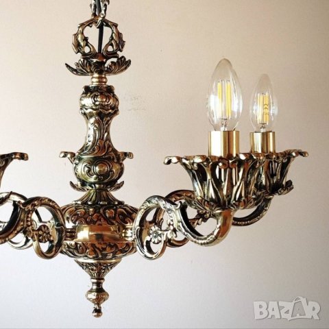 Старинен барок.Луксозно класическо осветление за хол,всекидневна -месингов полилей, лампа, снимка 4 - Полилеи - 22895966