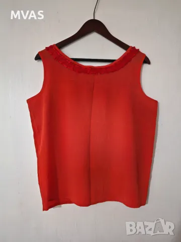 Керемиден оранжев топ с воалена декорация L размер, снимка 2 - Потници - 49538190