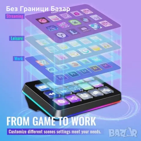 Нова клавиатура Контролер за стрийминг и игри – 15 макро клавиша, снимка 7 - Клавиатури и мишки - 49280135