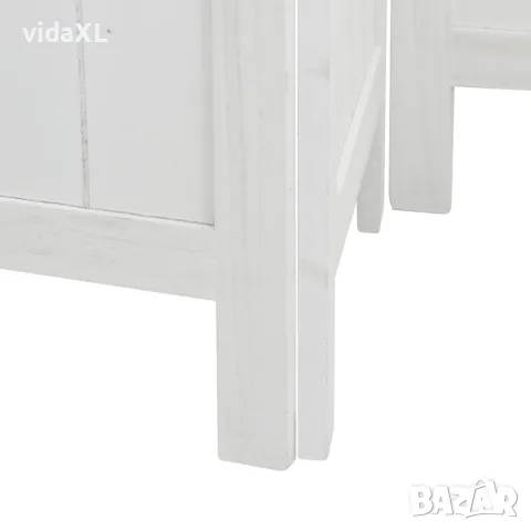 vidaXL Разделител за стая, 3 панела, бял, дърво пауловния масив, снимка 7 - Паравани - 56147275