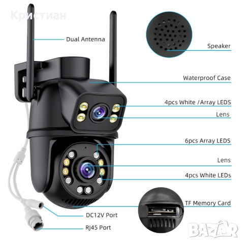iCSee Камера за сигурност WiFi – Домашна IP камера – Видео наблюдение, снимка 5 - IP камери - 52413186