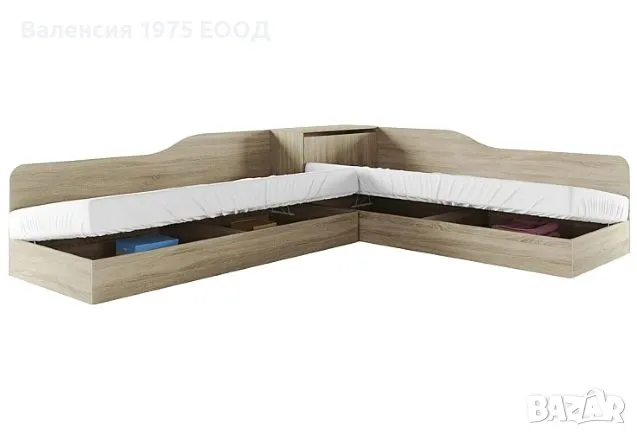 Ъглови легла с ракла Сити 2001 сонома, орех или комбинация бяло/ арвен, снимка 3 - Спални и легла - 18797310