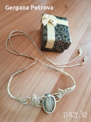  Колие макраме с ахат , снимка 2 - Колиета, медальони, синджири - 39092084