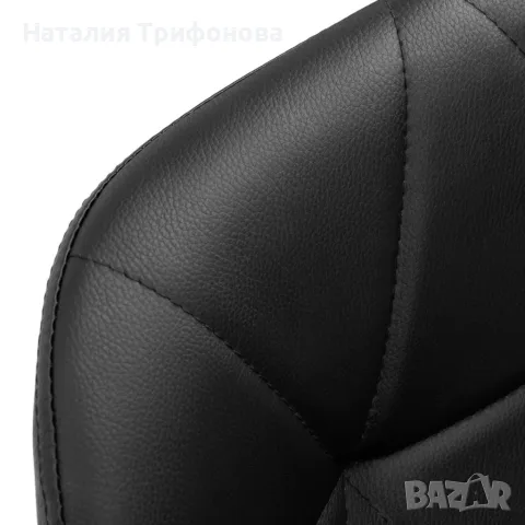 Модерен въртящ се стол за офис и салон, Черна еко кожа, до 120 кг, снимка 7 - Столове - 55981233