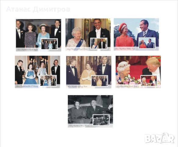 Чисти блокове Кралица Елизабет II и американски президенти 2022 от Тонго, снимка 1 - Филателия - 40741150