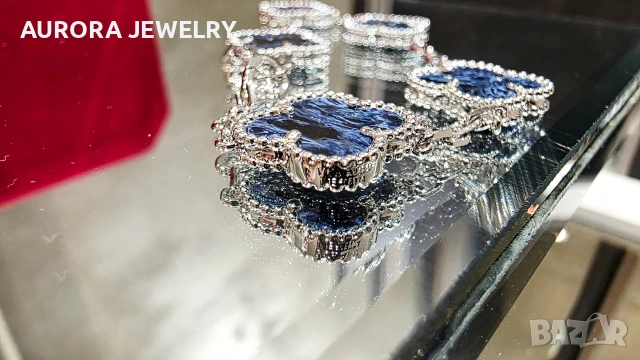 Van Cleef & Arpels VCA 5 Motifs Silver Blue Pietersite Vintage Alhambra Дамска Гривна, снимка 6 - Гривни - 54274675