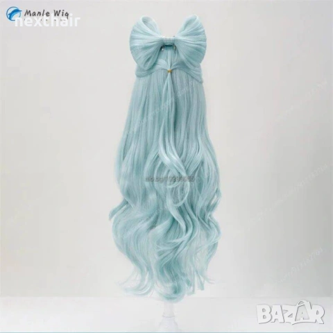 Висококачествена аниме перука Genshin Impact Yumemizuki Mizuki в ментово зелено, снимка 4 - Аксесоари за коса - 53064728