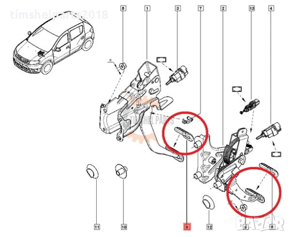 Гумичка спирачен педал и съединител за Dacia Dokker Lodgy Duster Logan/MCV, снимка 2 - Части - 53929899