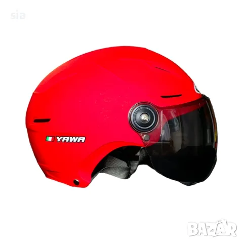 Каска за мотор, скутер С Визьор - Червено, снимка 2 - Аксесоари и консумативи - 49097116