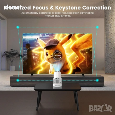 Преносим мини проектор, интелигентен 4K проектор с вградени приложения, снимка 3 - Плейъри, домашно кино, прожектори - 54040146