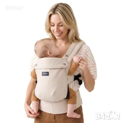 Momcozy бебешко кенгуру 3–24 месеца, 3.2–20kg, памучно каки