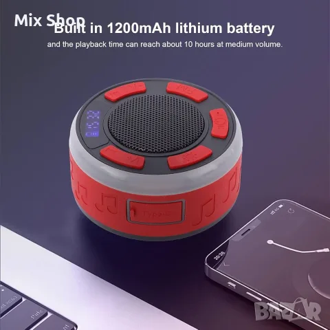 Нова Bluetooth тонколона за баня, безжична преносима тонколона с RGB LED светлина, снимка 2 - Друга електроника - 55741154