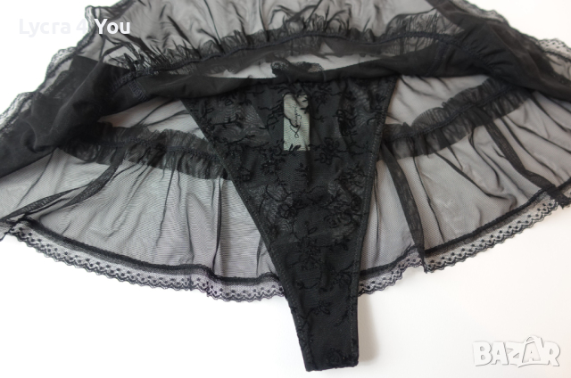 C&A Lingerie M/L еротична черна тюлена мини поличка с вградена прашка, снимка 3 - Бельо - 44752084