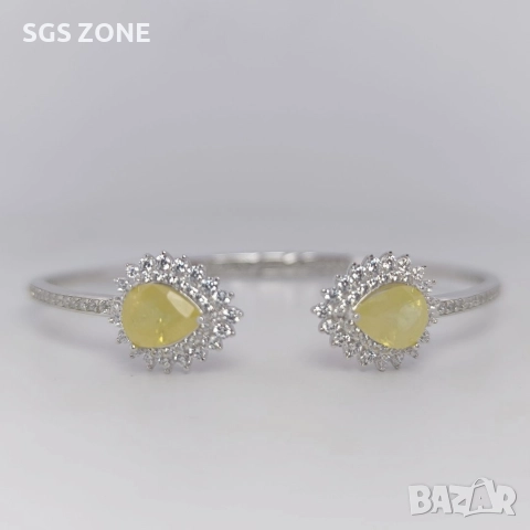 Стилна гривна от стерлингово сребро 925 с жълт сапфир, снимка 10 - Гривни - 52793516